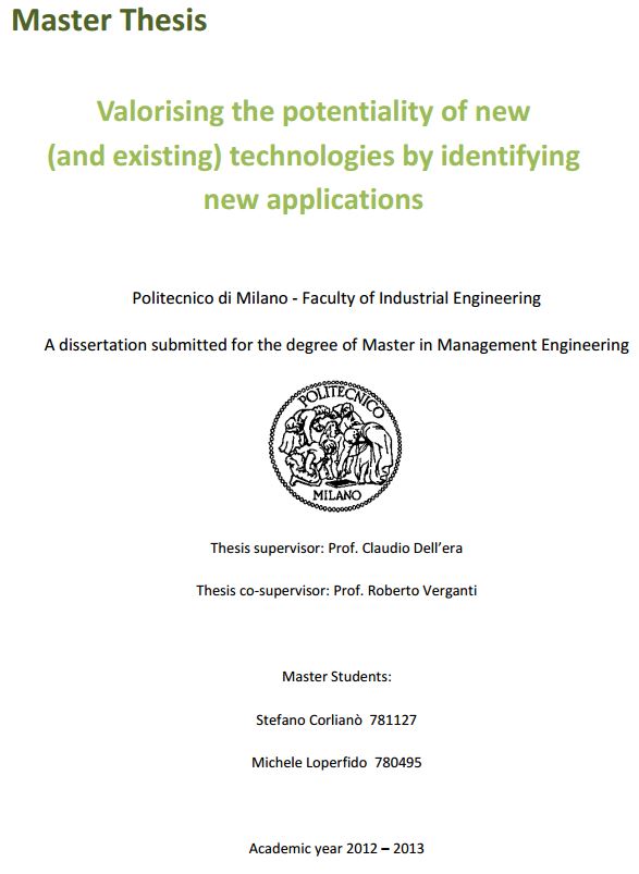 Master thesis on innovation management